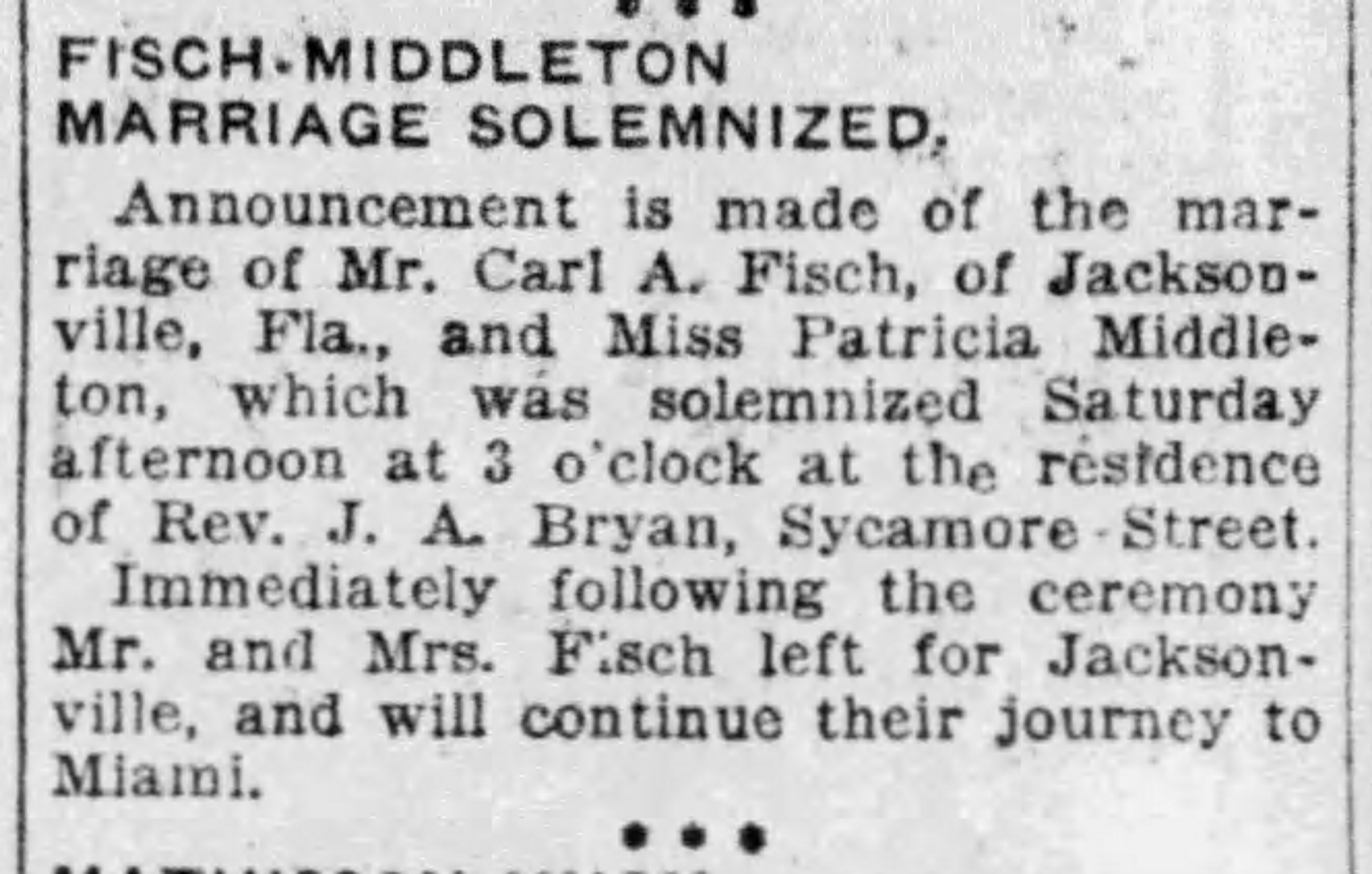 Patricia Middleton-Carl A. Fisch